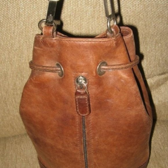 ❤️MARK CROSS BROWN SLINGBACK DRAWSTRING BUCKET PURSE MINI main image 4